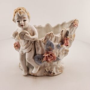Vintage Cherub Floral Planter